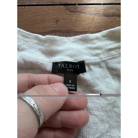 Talbots Womens Linen Cardigan Size X White Preppy Coastal Beachy Mature XL - Picture 4 of 7